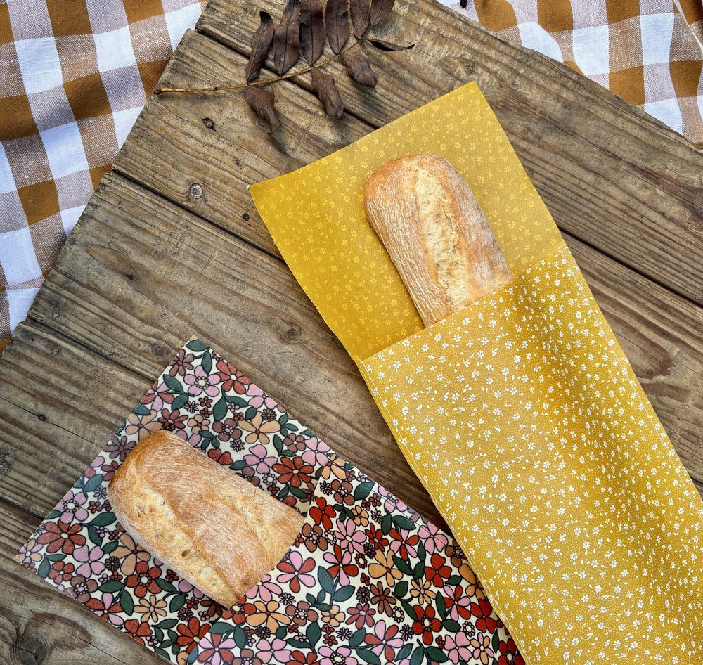 Beeswax baguette bag - reusable baguette bag - beeswax bread bag - sac à pain