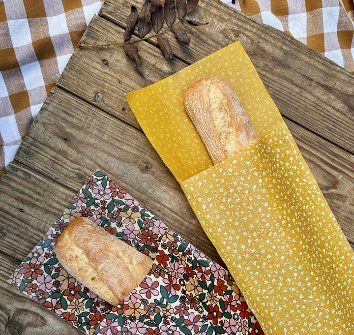 Beeswax baguette bag - reusable baguette bag - beeswax bread bag - sac à pain