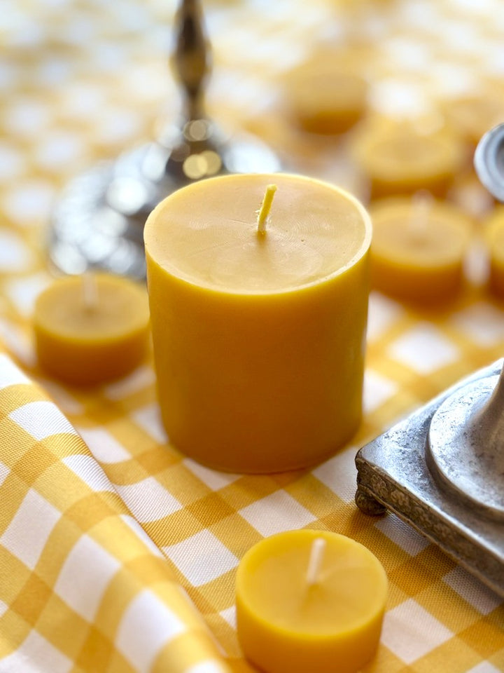 Organic beeswax pillar candle