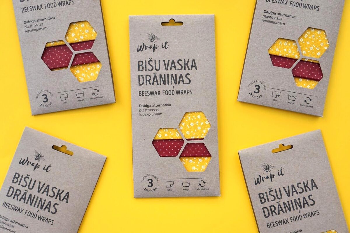 Set Of 3 Natural Beeswax Food Wraps - Reusable Eco-Friendly Alternative To Plastic Wrap