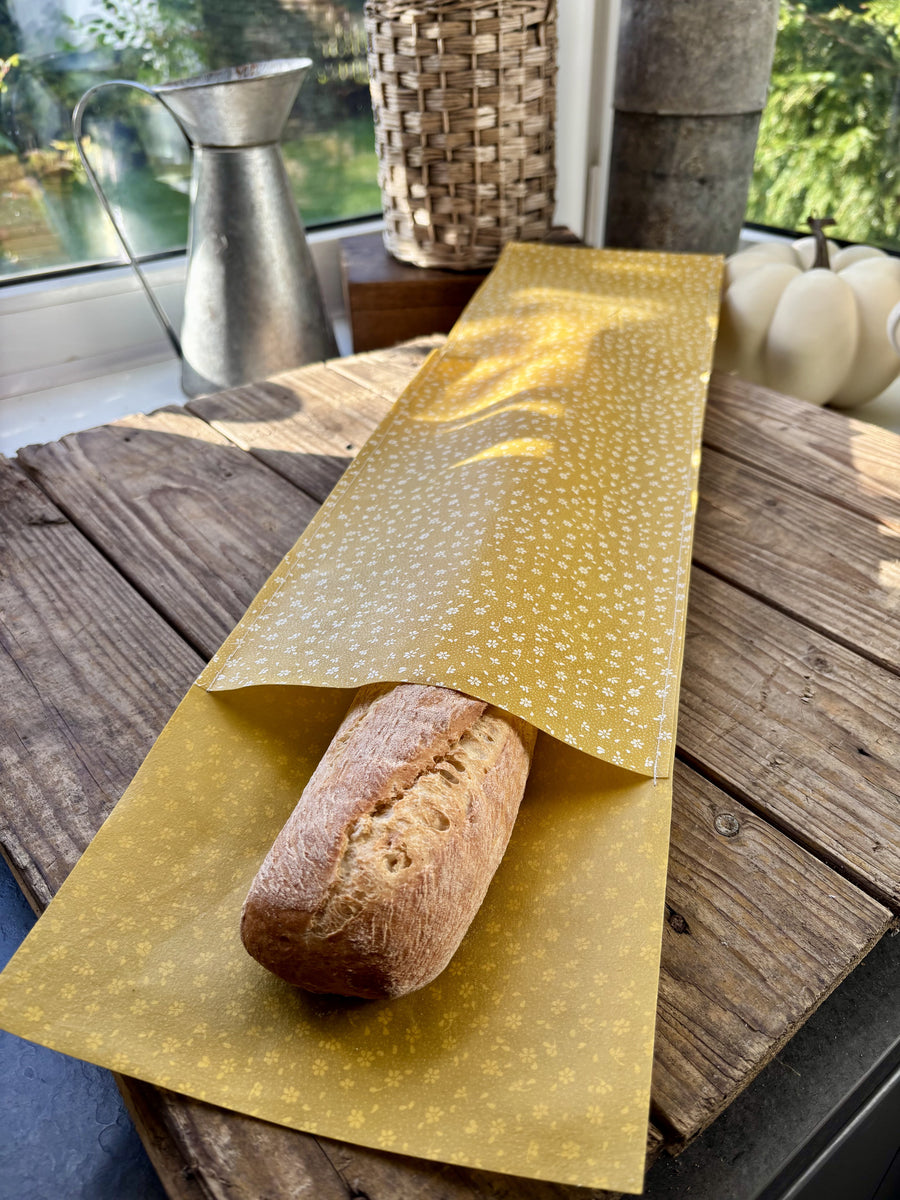 Beeswax baguette bag - reusable baguette bag - beeswax bread bag - sac à pain