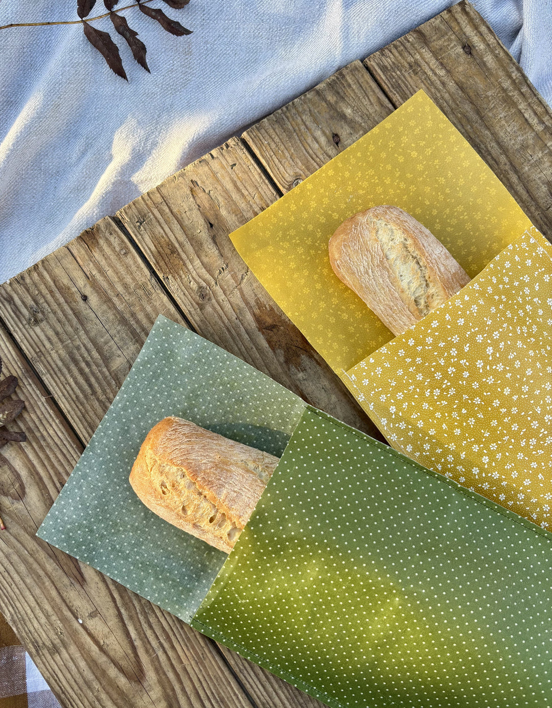 Beeswax baguette bag - reusable baguette bag - beeswax bread bag - sac à pain