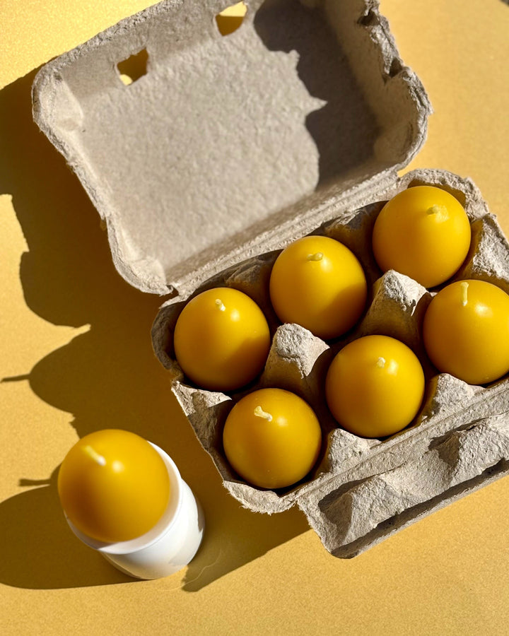 BEESWAX EGG CANDLE SET