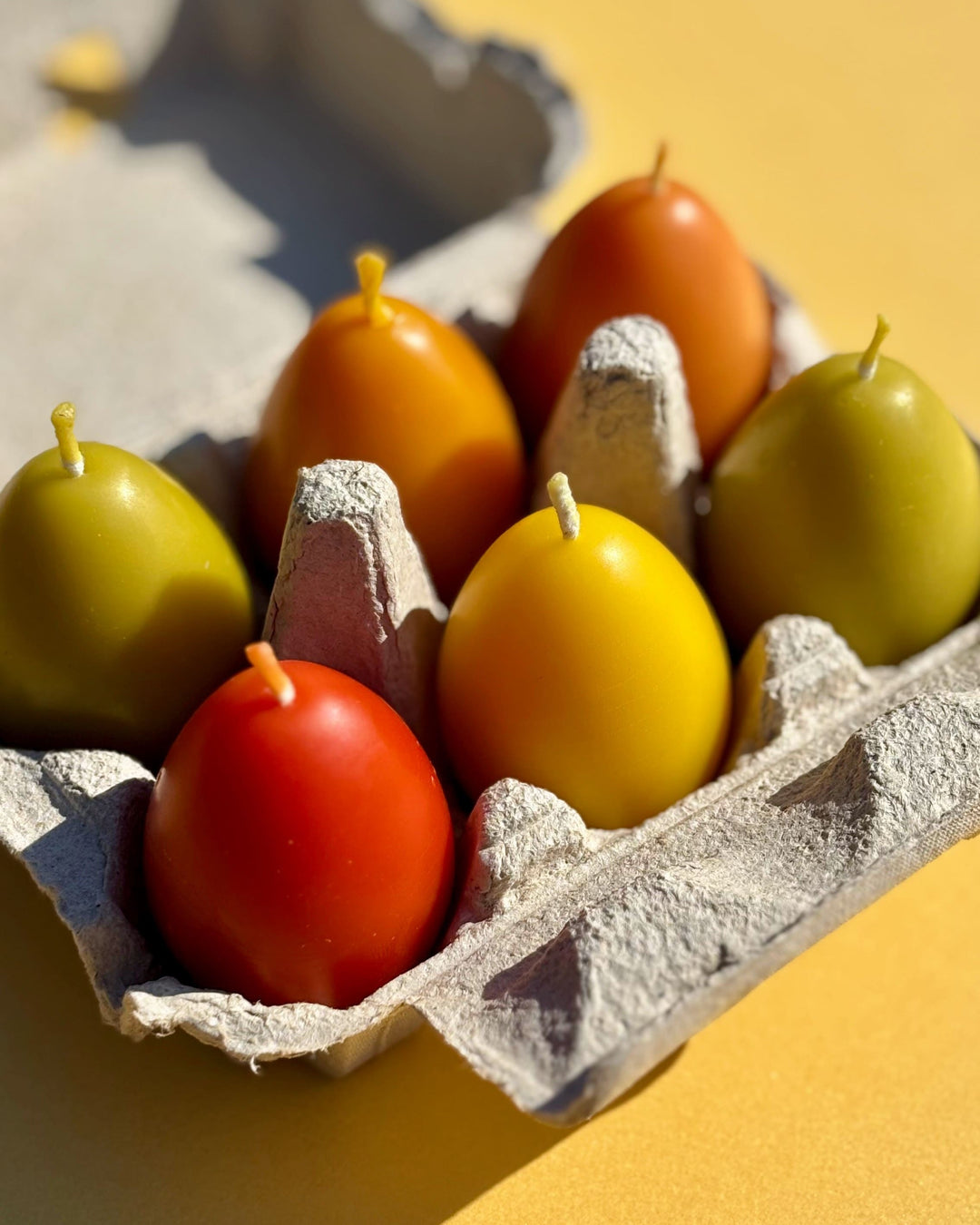 BEESWAX EGG CANDLE SET COLORFUL