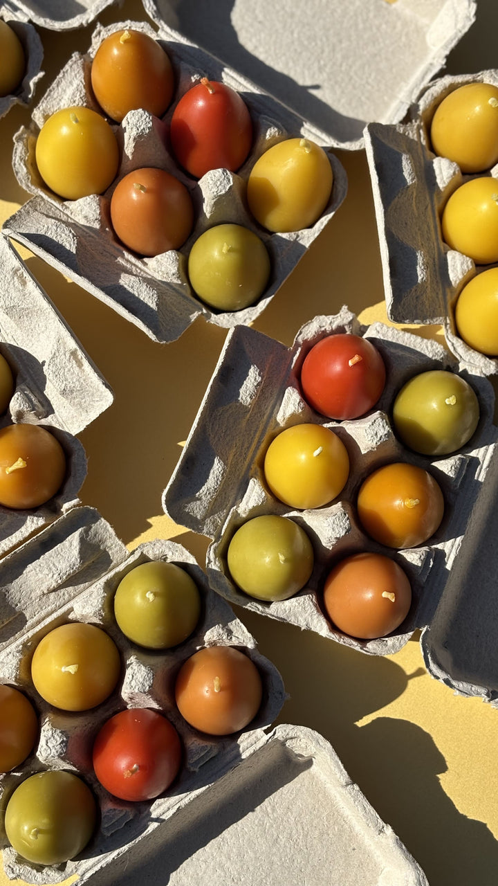 BEESWAX EGG CANDLE SET COLORFUL