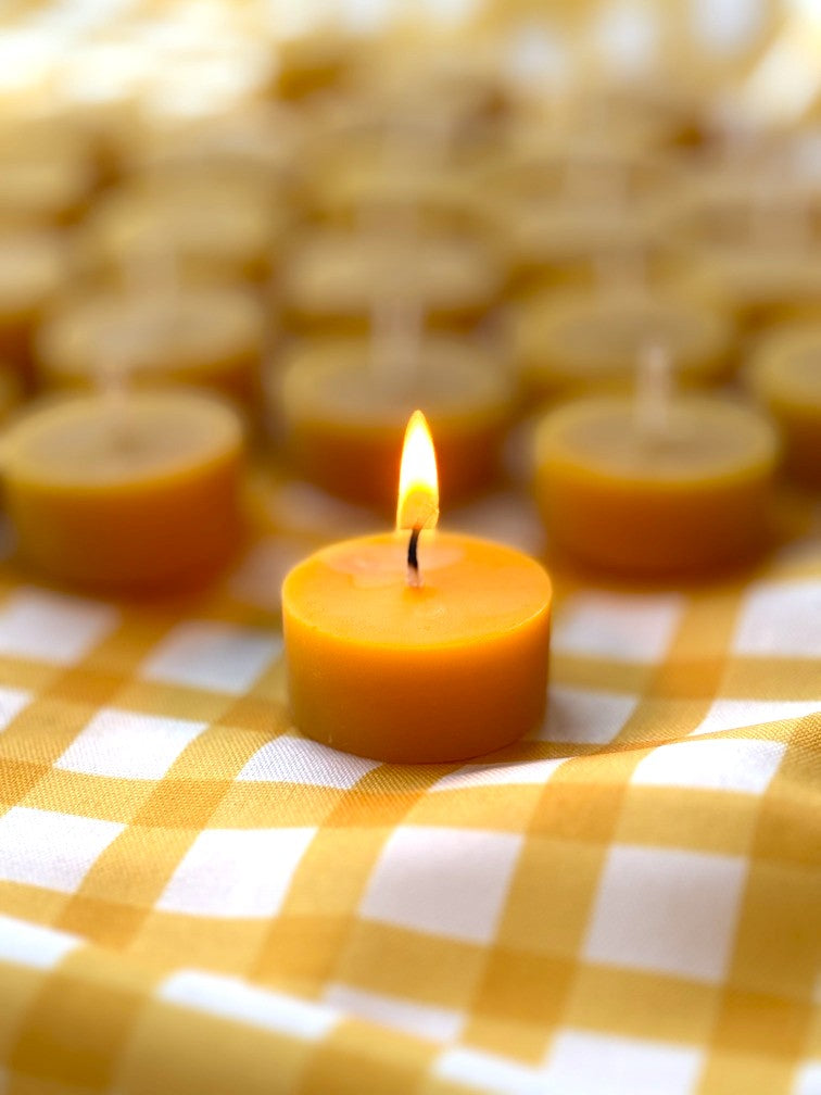 BEESWAX TEALIGHT CANDLES 6, 12 or 24